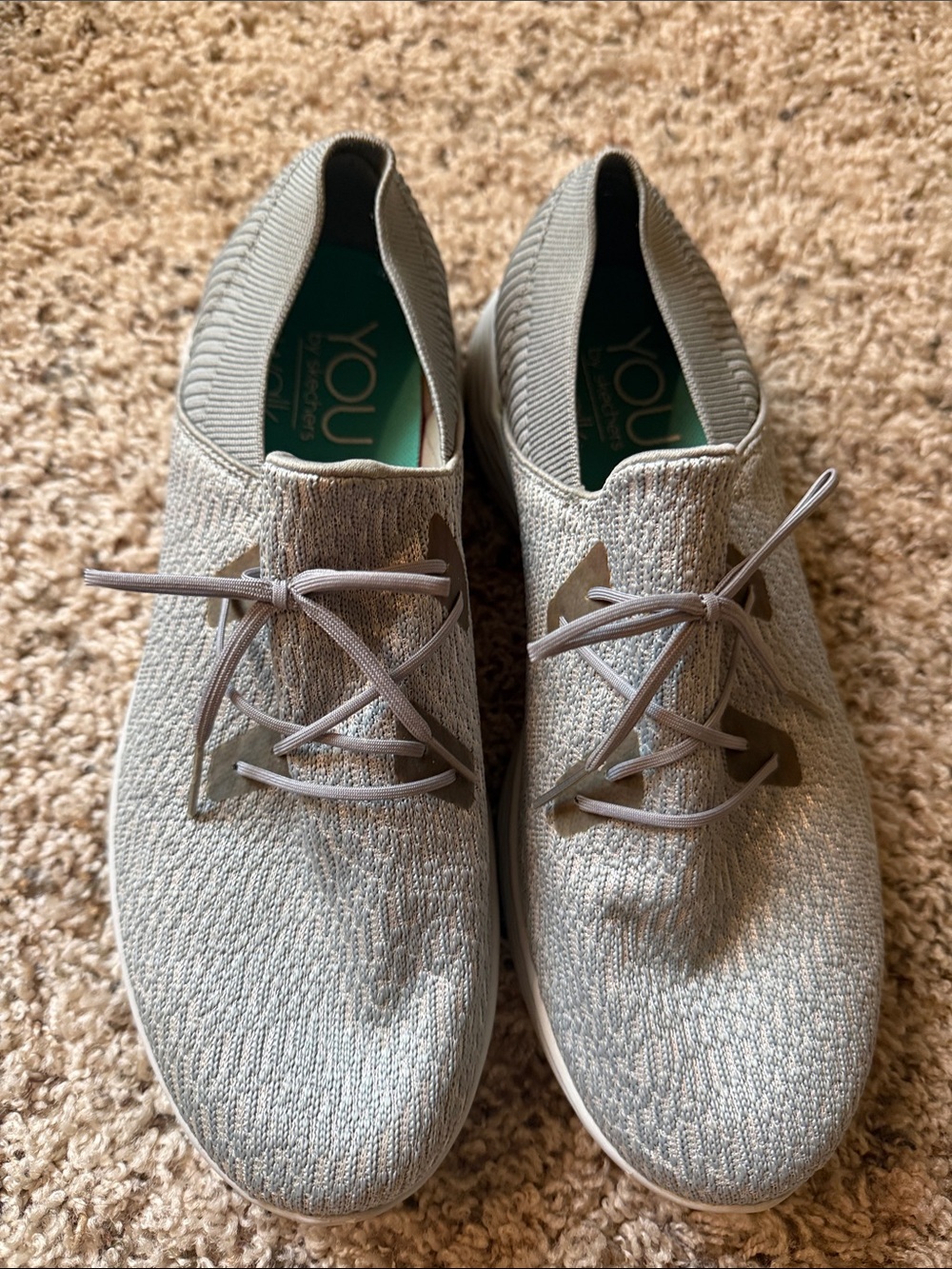 Skechers Light Gray Knit Lace-Up Women's Athletic Shoes - 8.5